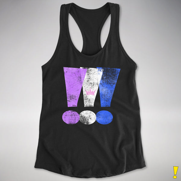 Drag Pride Grunge Exclamation Points Racerback Tank - Black